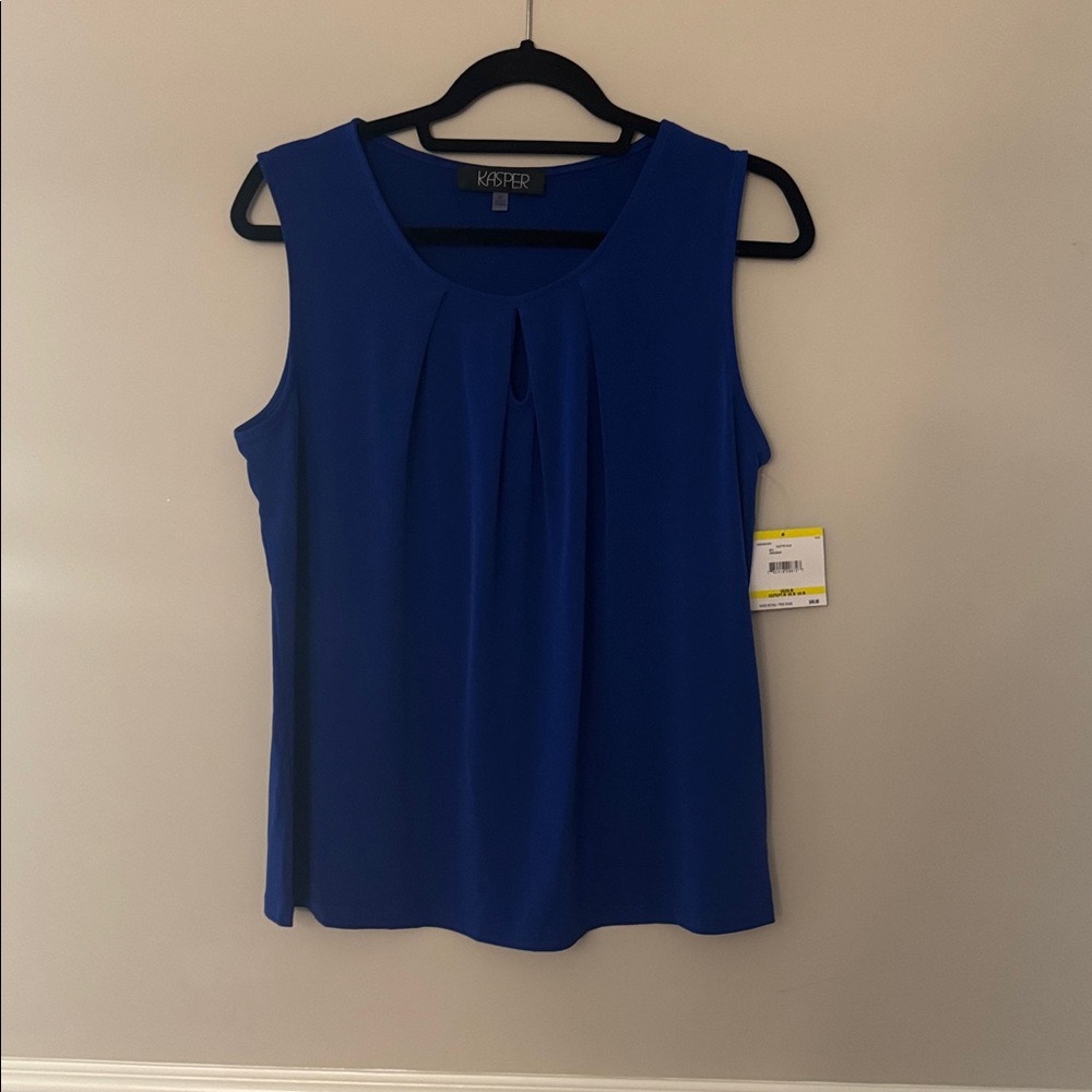 NWT Kasper Royal Blue Sleeveless Blouse size medium